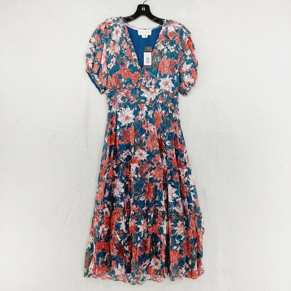 NEW Sachin & Babi Veronica Viscose Floral Midi Dress Z59 - Picture 2 of 9